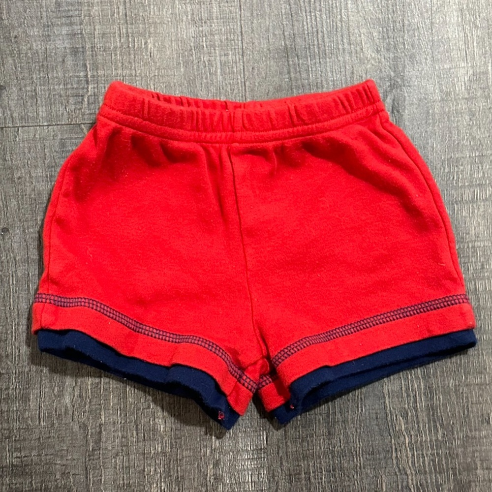 💞 New Newborn & Baby Boys Size 0-3 Months Red & Navy Blue Knit Shorts